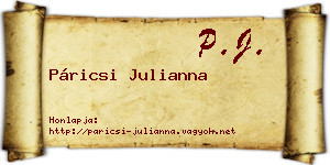 Páricsi Julianna névjegykártya