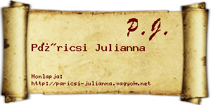 Páricsi Julianna névjegykártya